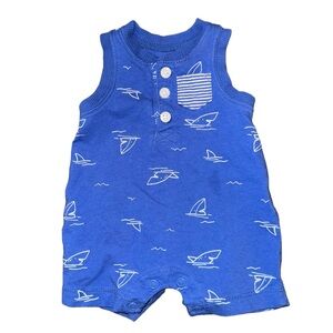 Babies Carter’s Boys Bright Royal Blue Sleeveless/Tank/Shorts/Romper. Size NB.